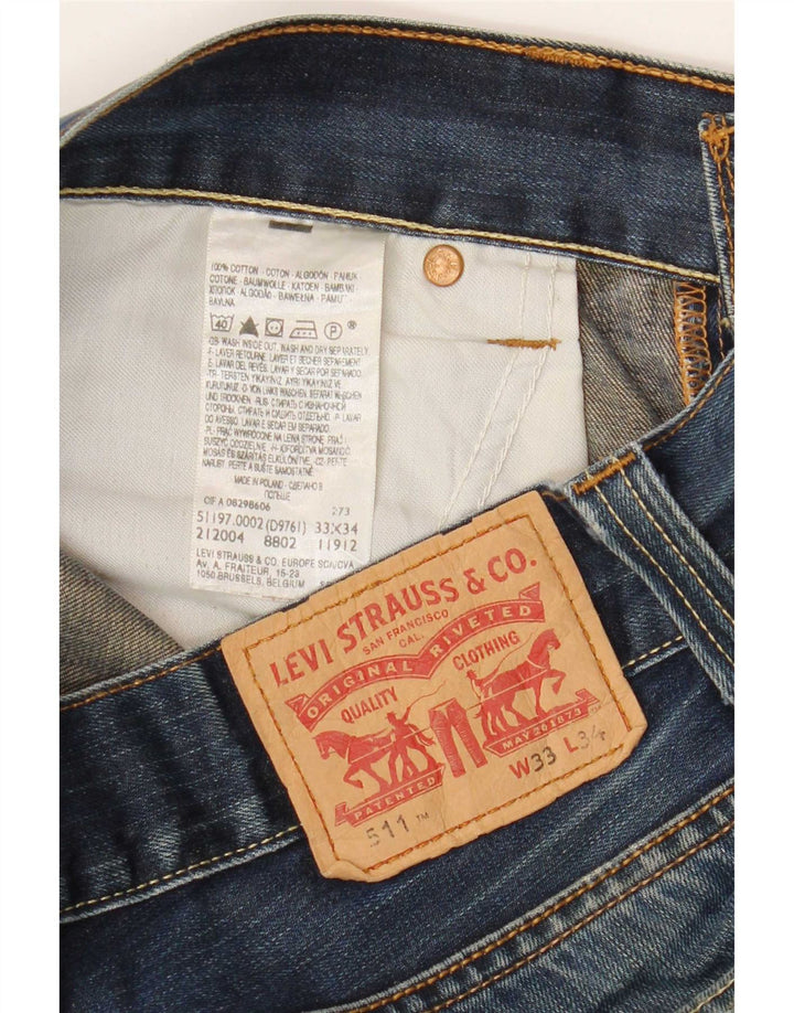 Мужские джинсы Levi's 511 с потертостями W33 L29, синий хлопок