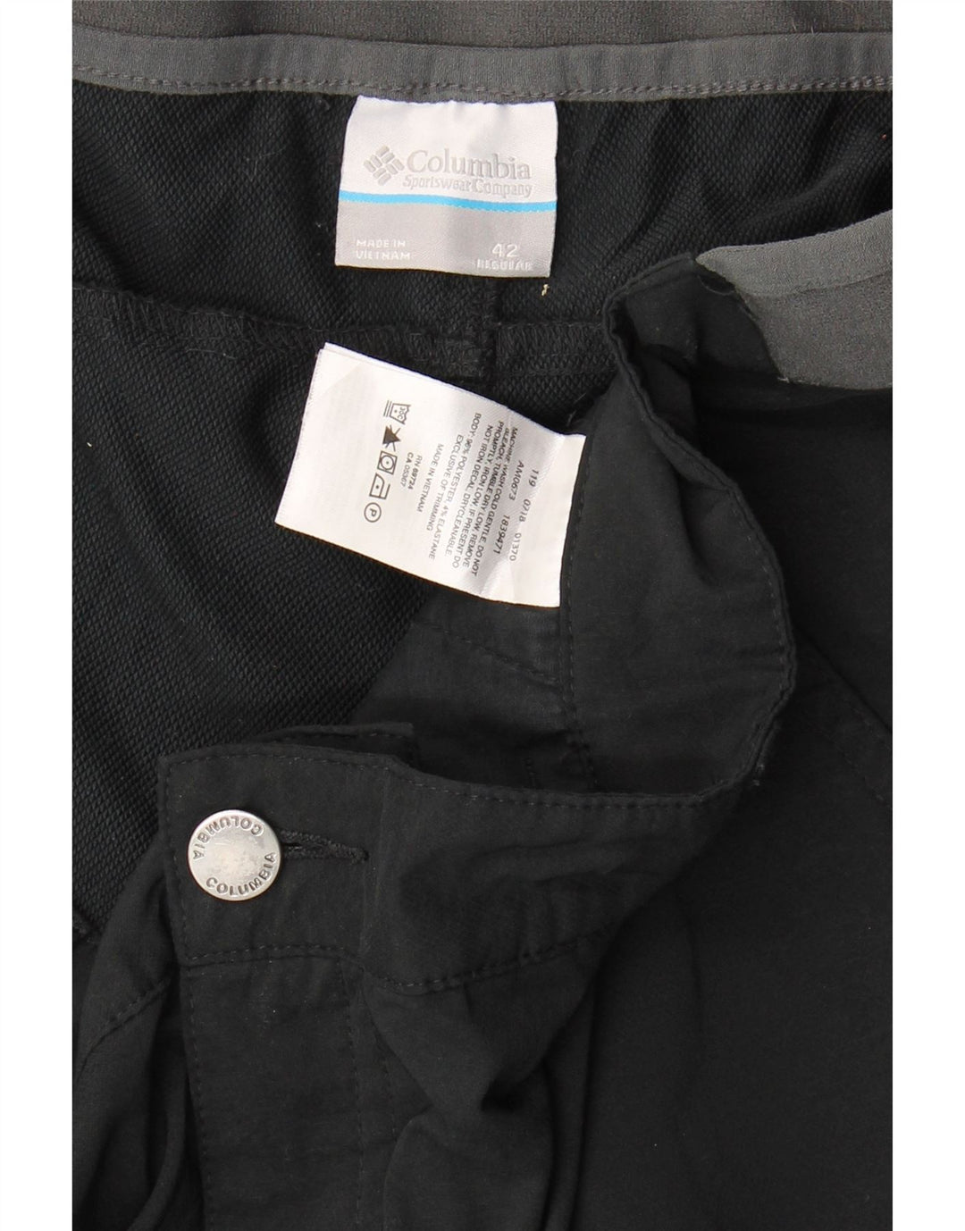 COLUMBIA Mens Slim Chino Trousers W42 L29 Black Polyester