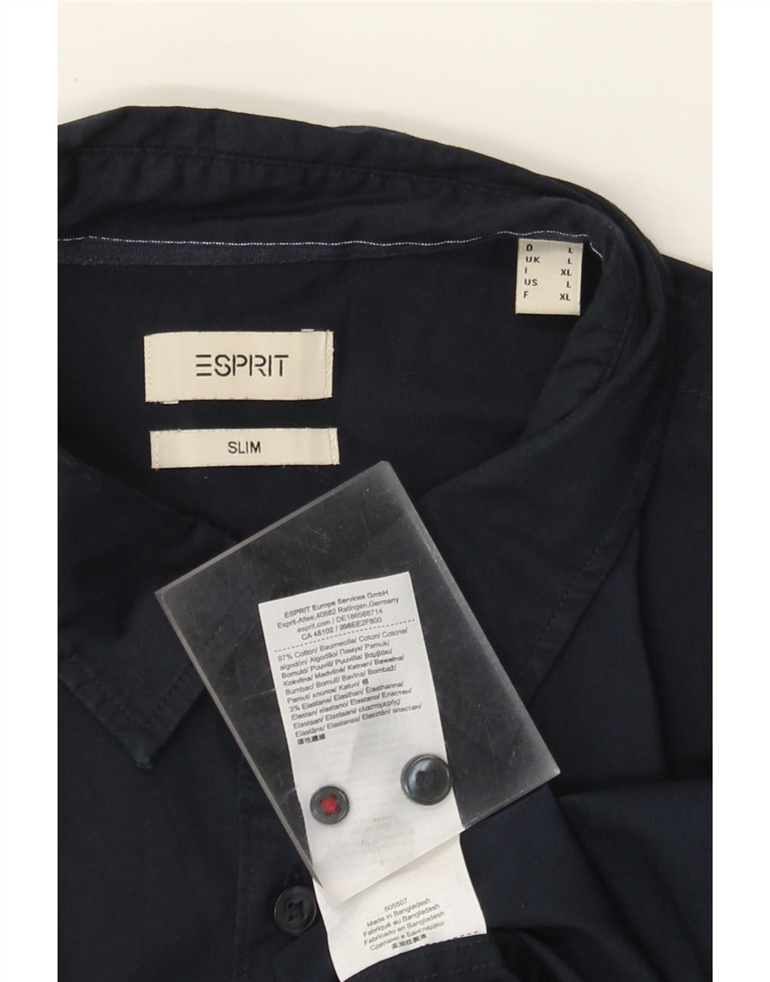 Мужская рубашка приталенного кроя Esprit, большой размер, темно-синий, хлопок