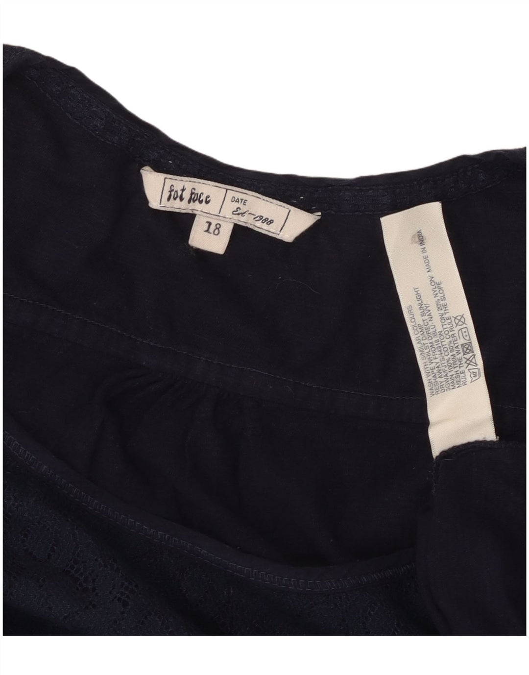 Женская блузка с длинным рукавом Fat Face, топ UK 18 XL, темно-синий, хлопок с цветочным принтом