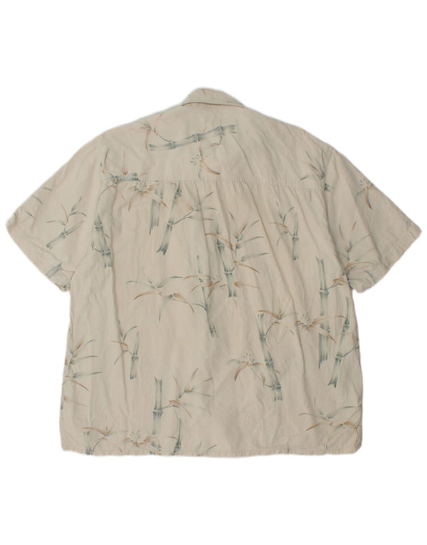 ISLAND REPUBLIC Мужская рубашка с коротким рукавом, большая белая шелковая рубашка с цветочным принтом