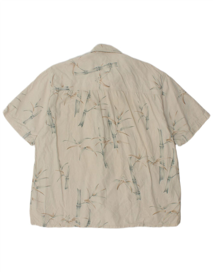 ISLAND REPUBLIC Мужская рубашка с коротким рукавом, большая белая шелковая рубашка с цветочным принтом