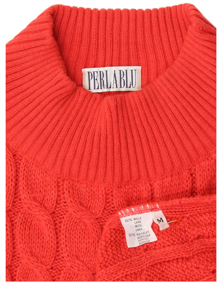 ВИНТАЖНЫЙ женский джемпер с высоким воротником, Великобритания 14, средний красный, шерсть