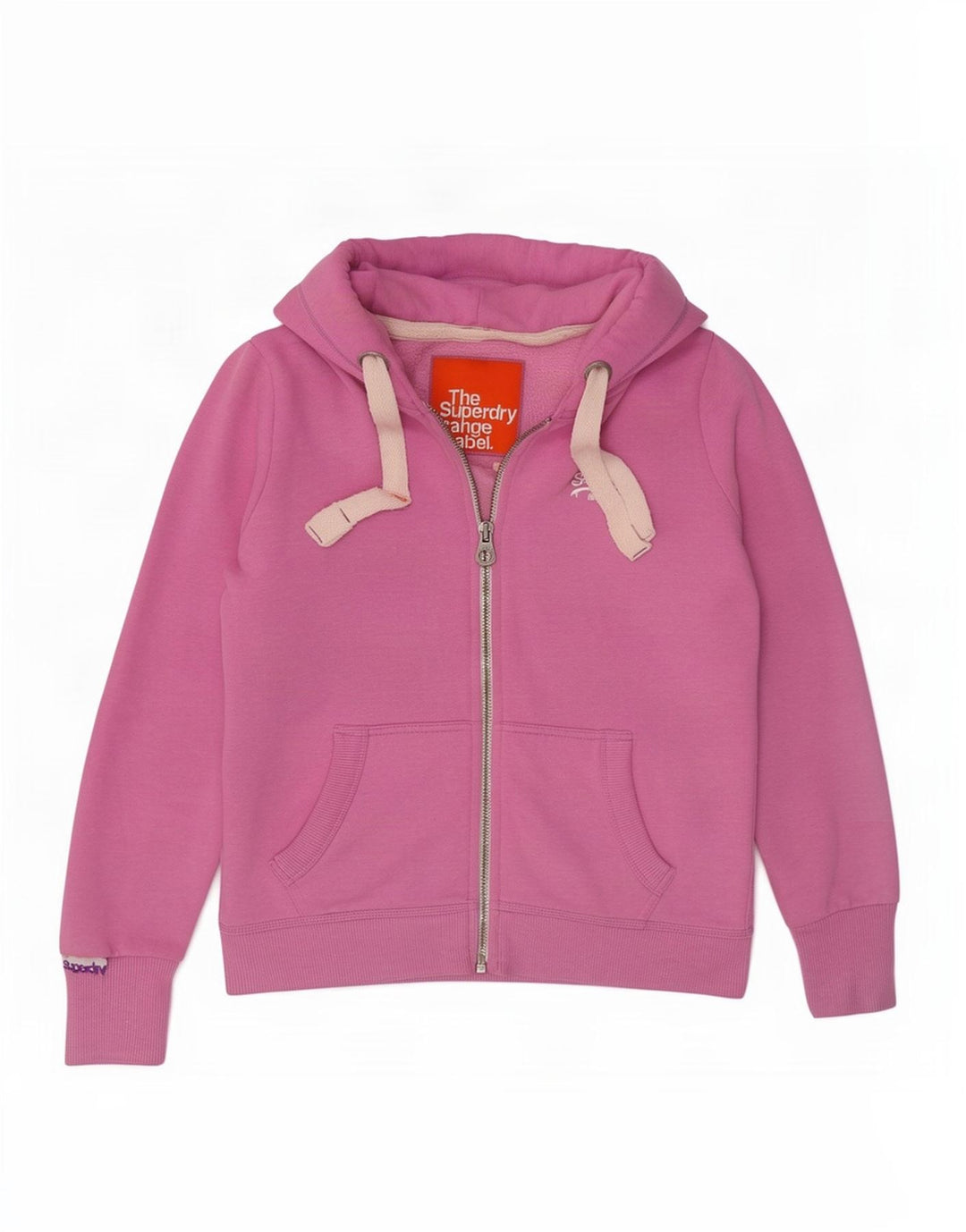 Женский свитер с капюшоном на молнии Superdry UK 14, полиэстер среднего розового цвета