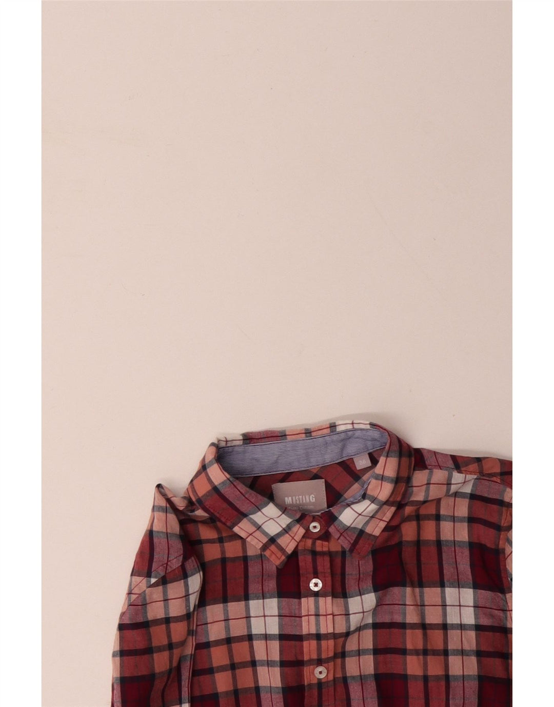 Женская рубашка MUSTANG EU 36, маленькая розовая клетка, хлопок