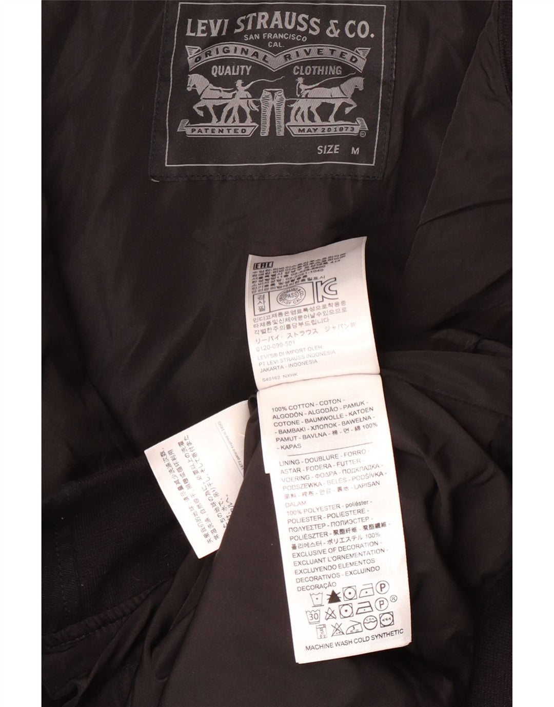 Мужская куртка-бомбер LEVI'S UK 38, средний черный хлопок