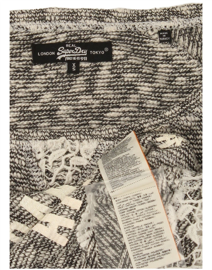 Женский укороченный джемпер с вырезом лодочкой Superdry, Великобритания, 6 XS, серый хлопок