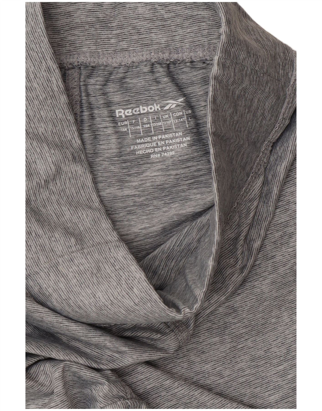 Леггинсы REEBOK для девочек 13-14 лет, серые, полиэстер с цветными блоками