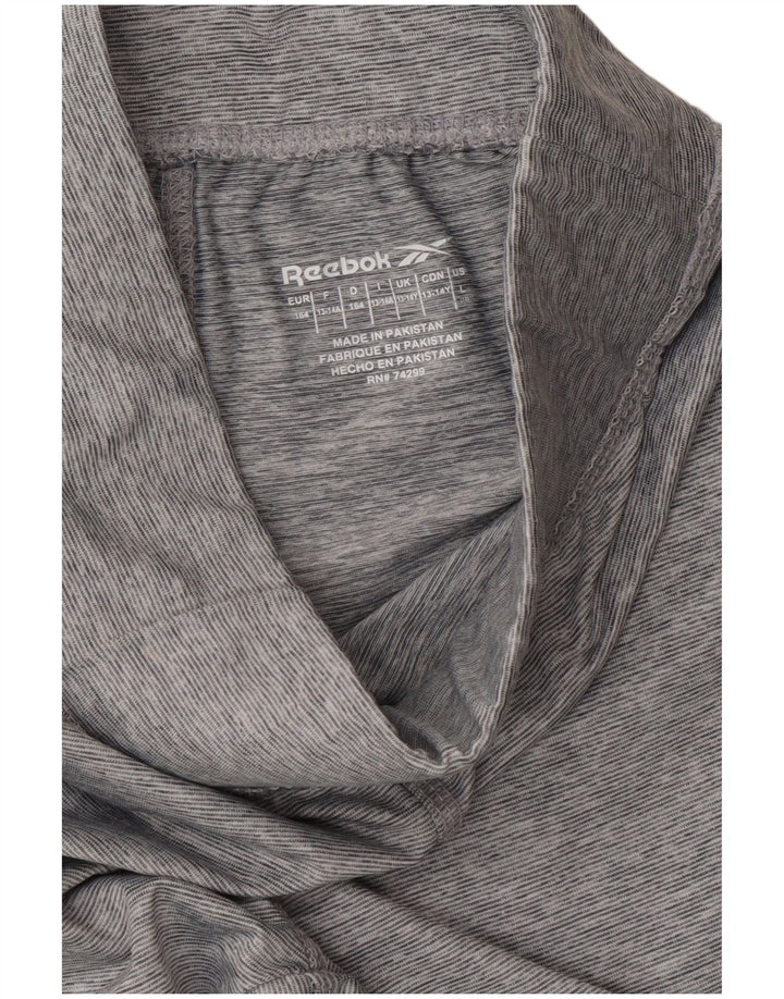 Леггинсы REEBOK для девочек 13-14 лет, серые, полиэстер с цветными блоками