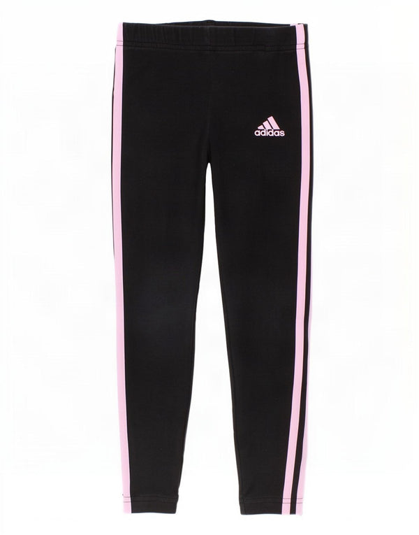 Леггинсы Adidas для девочек 5-6 лет, черные, хлопковые