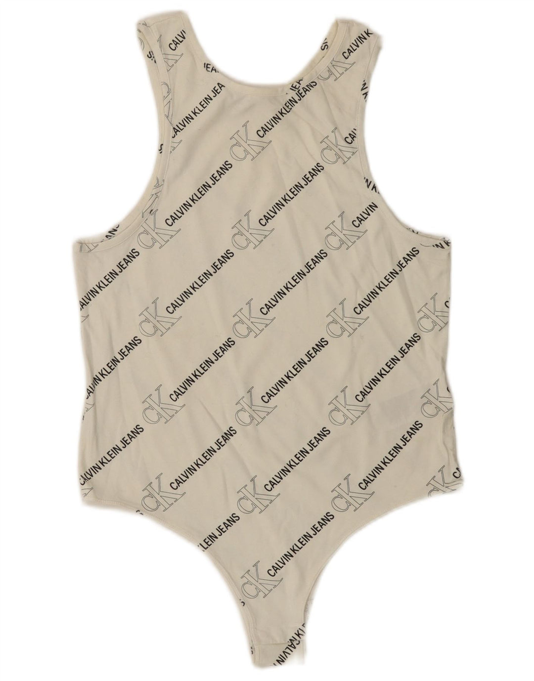 CALVIN KLEIN JEANS Женское боди без рукавов с рисунком UK 14, большой белый