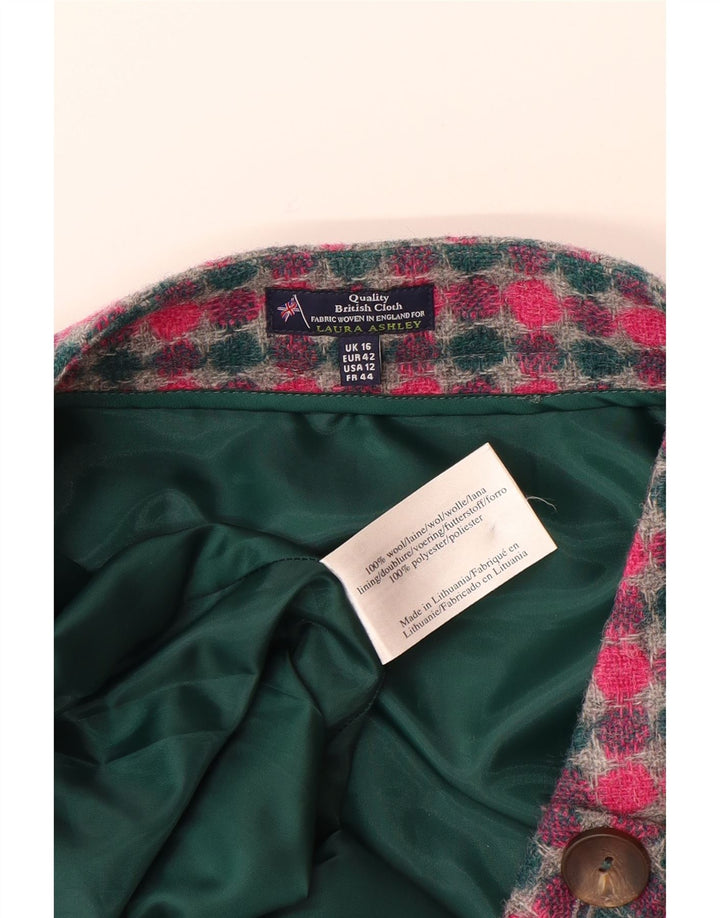 LAURA ASHLEY Женская мини-юбка UK 16, большая W36, разноцветная пятнистая шерсть