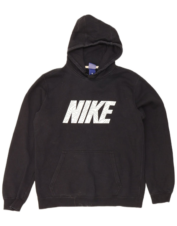 Мужской джемпер с капюшоном с рисунком Nike, средний черный, хлопковый