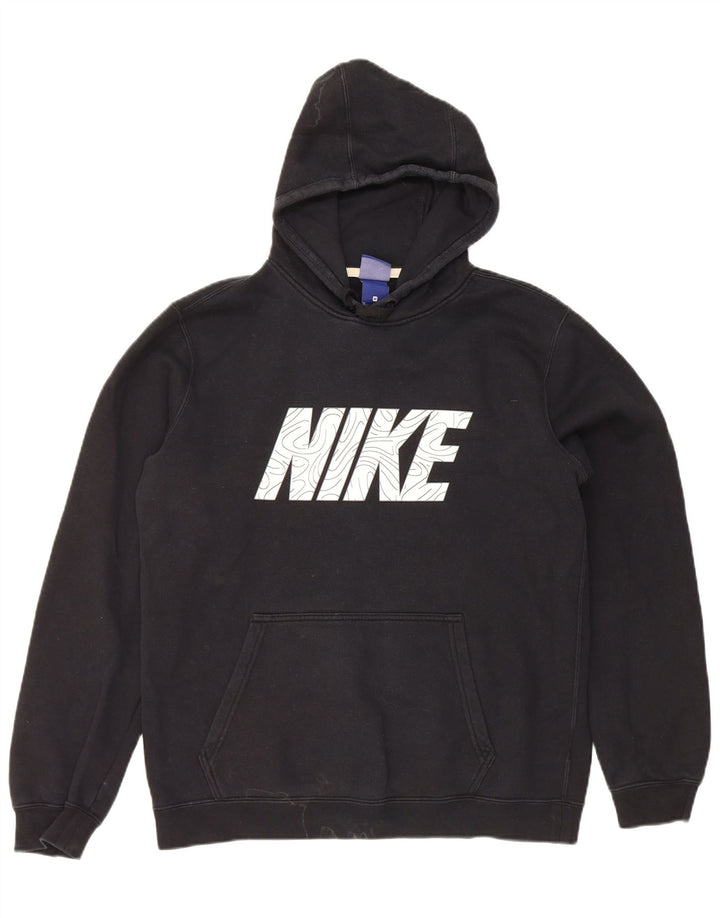 Мужской джемпер с капюшоном с рисунком Nike, средний черный, хлопковый