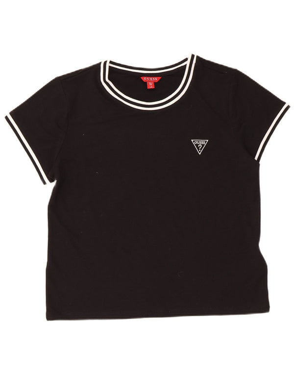 Guess Womens T-Shirt Top UK 14 Large Black Polyester