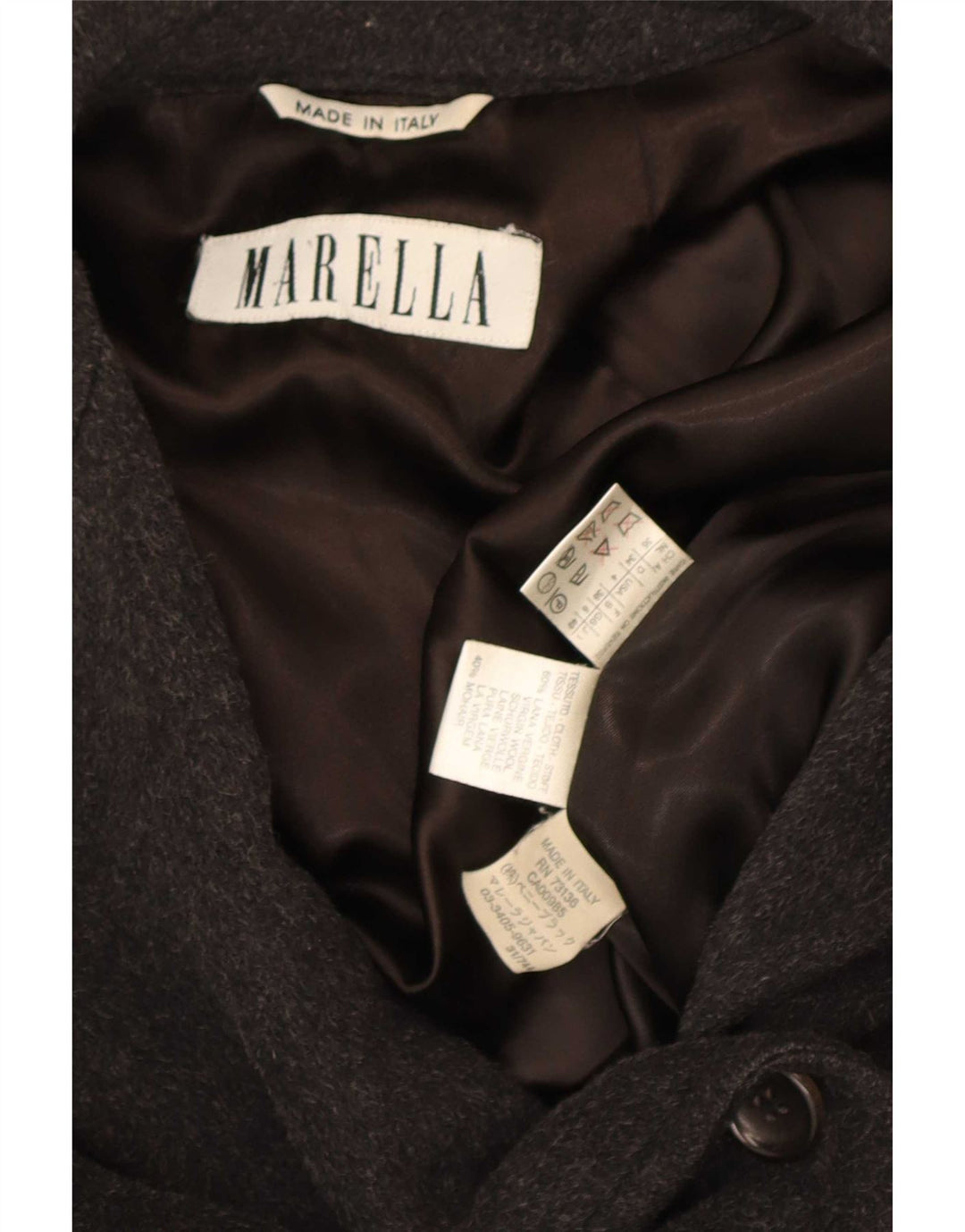 Женское пальто оверсайз Marella UK 8 маленькое серое шерстяное
