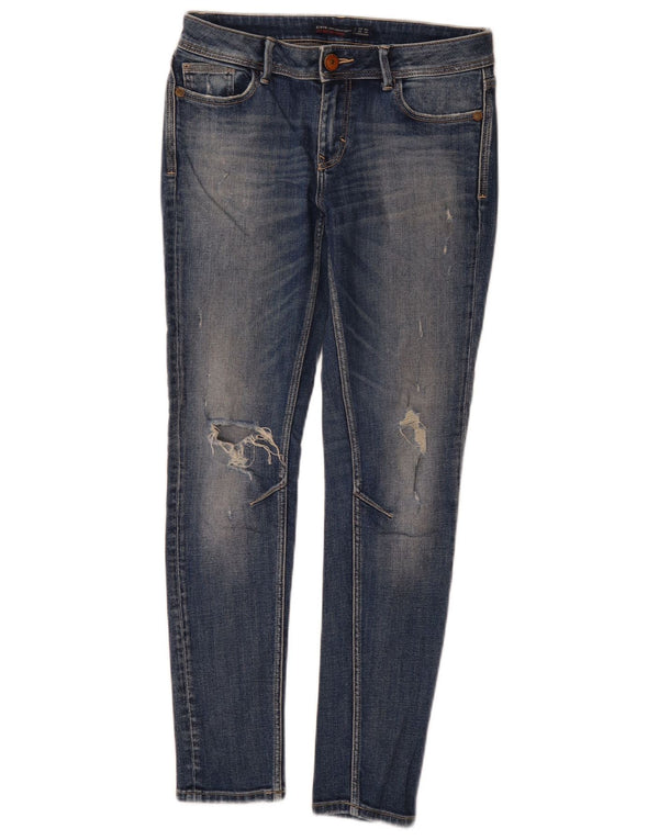 Женские потертые джинсы скинни Zara EU 36 XS W26 L29, синий хлопок