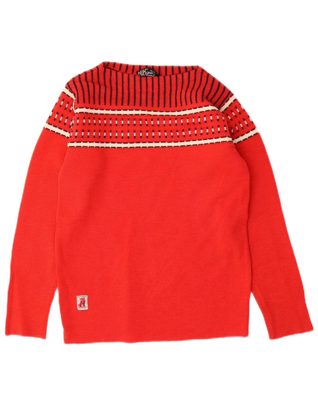 Винтажный женский джемпер с вырезом «лодочка», Великобритания, 10 маленьких красных геометрических узоров