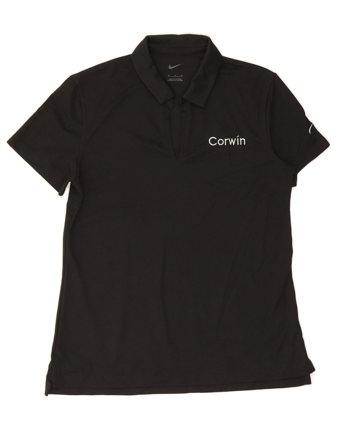 NIKE Womens Corwin Polo Shirt UK 12 Medium Black Polyester Vintage Nike and Second-Hand Nike from Messina Hembry 