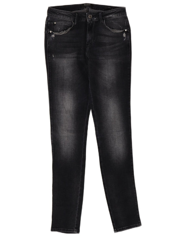 Женские потертые джинсы скинни Guess W28 L30, черный хлопок
