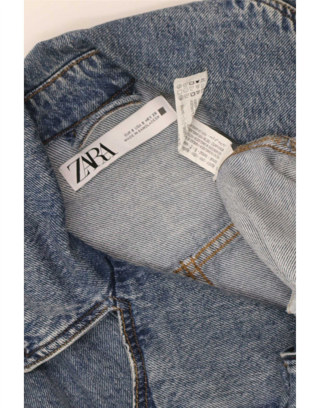 Женская джинсовая куртка Zara UK 10, маленькая синяя, хлопок