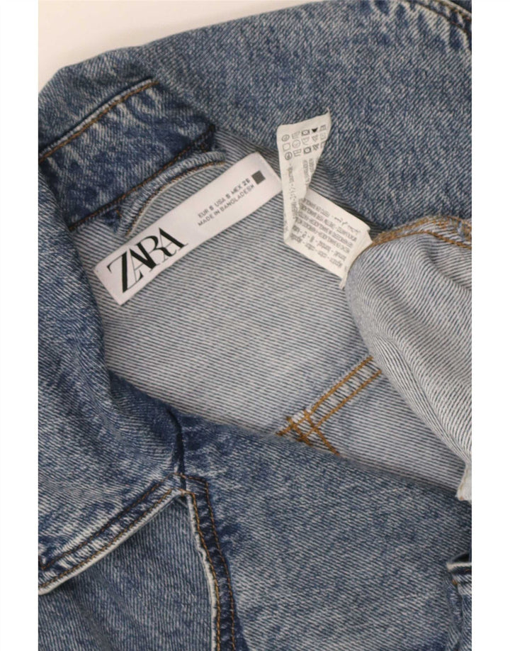 Женская джинсовая куртка Zara UK 10, маленькая синяя, хлопок