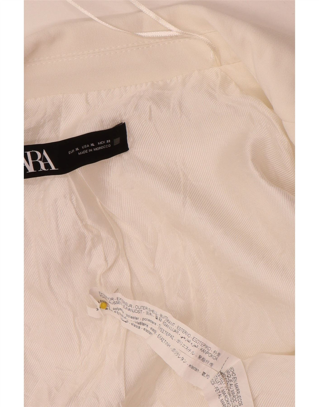 Zara Женский открытый пиджак с рукавами 3/4, Великобритания 18 XL, белый полиэстер