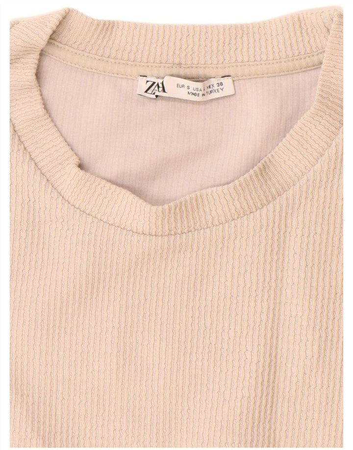Мужская футболка Zara, маленький бежевый хлопок
