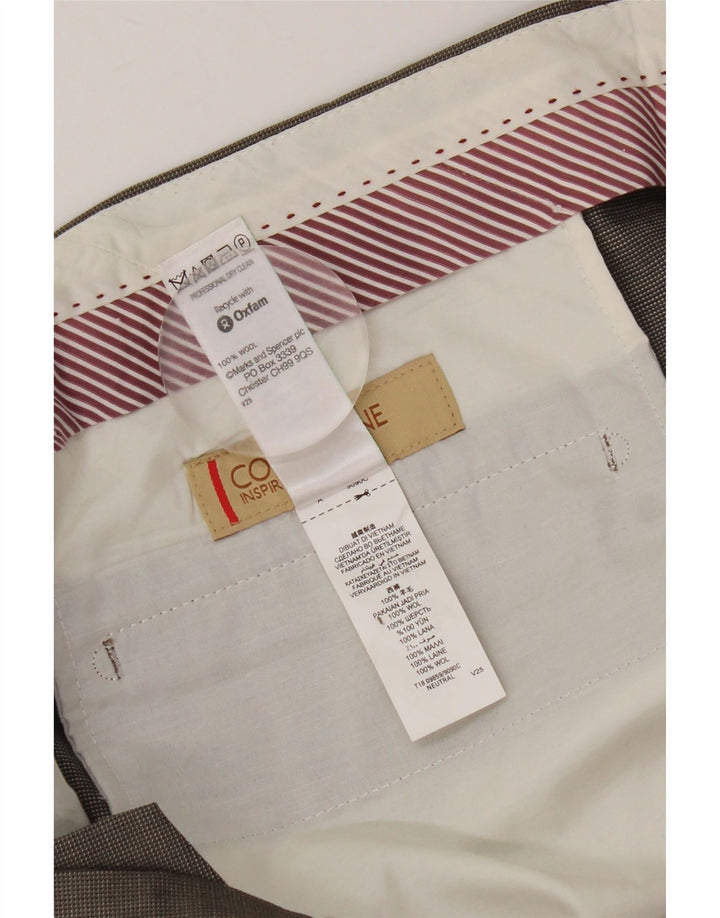 Мужские прямые костюмные брюки MARKS & SPENCER W38 L31 коричневые шерстяные