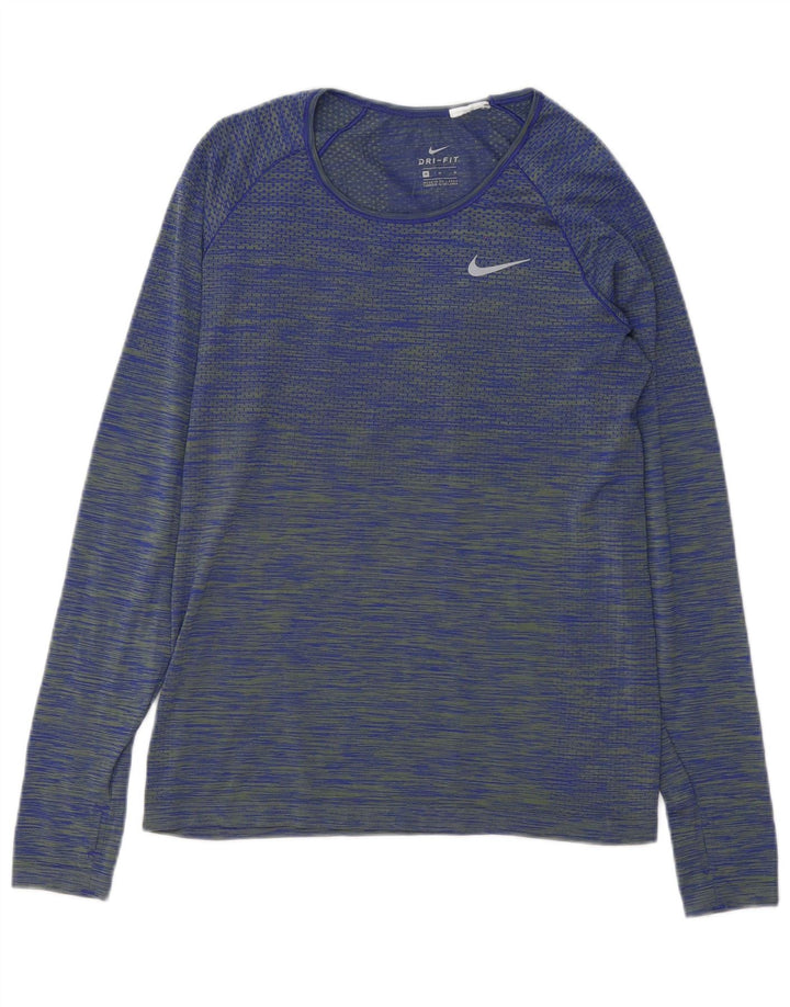 Женские кроссовки Nike Dri Fit Top с длинным рукавом UK 12, средние, синие в полоску