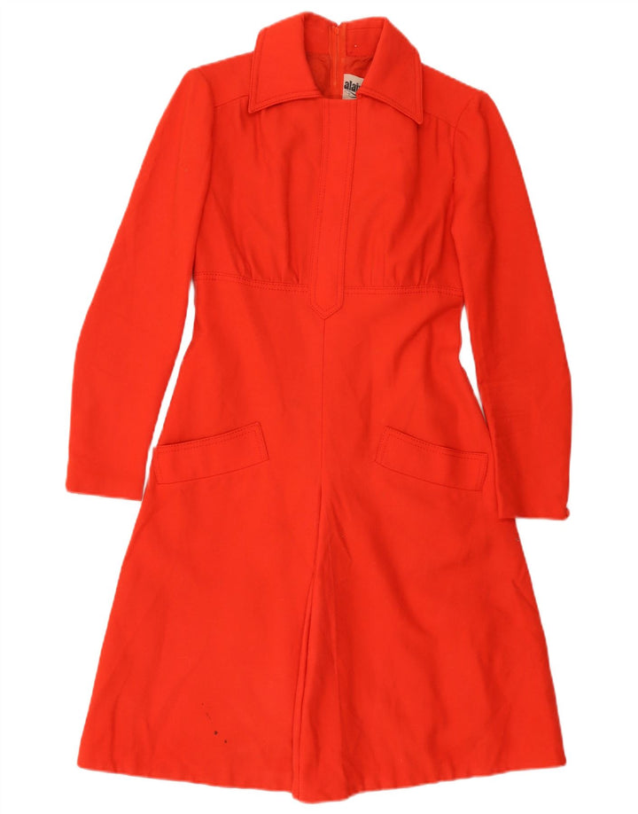 ВИНТАЖНОЕ женское платье А-силуэта с длинными рукавами, ЕС 38, средний красный, новая шерсть