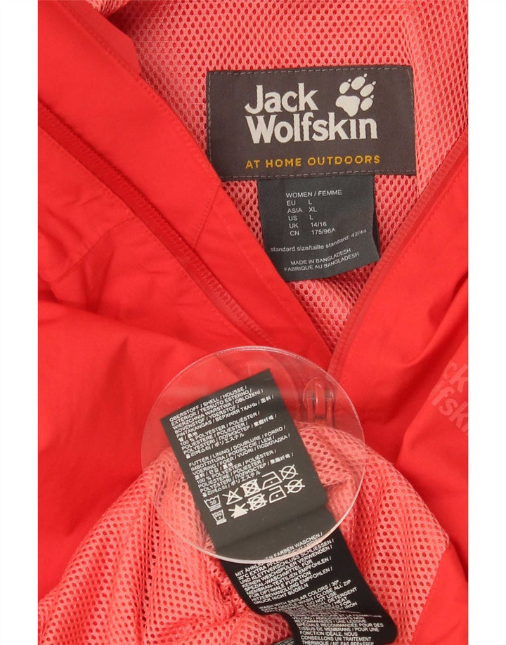 Женская дождевик с капюшоном Jack Wolfskin UK 14/16, большой красный полиэстер
