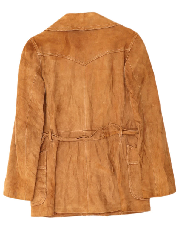 Женская замшевая куртка VINTAGE UK 14 среднего коричневого цвета