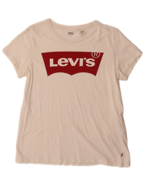 Женская футболка с рисунком Levi's Top UK 10, маленькая, белый хлопок