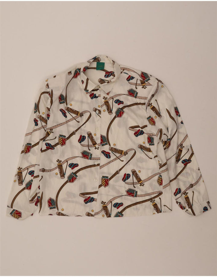 Женская блузка-рубашка с абстрактным узором CANDA IT 46, большой белый полиэстер