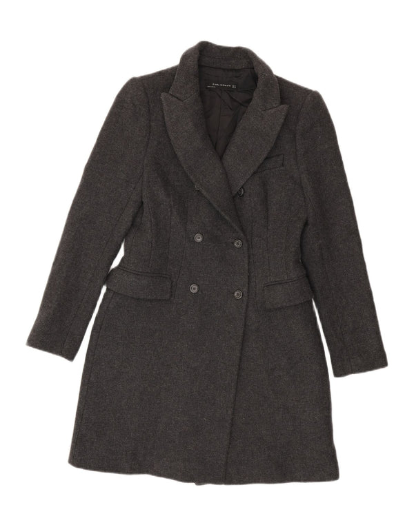 Женское двубортное пальто ZARA UK 12, средний серый цвет