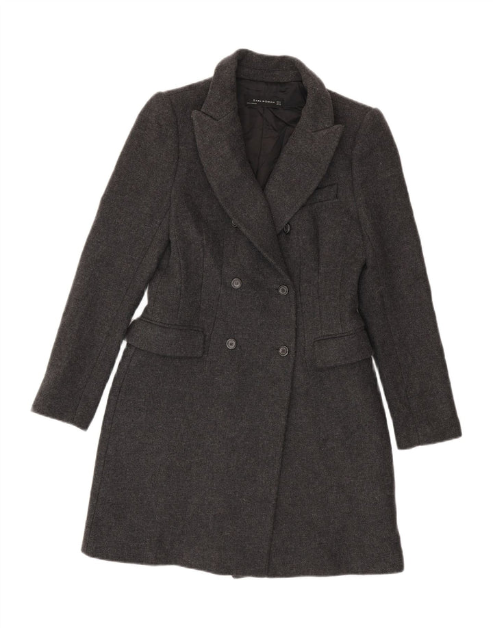 Женское двубортное пальто ZARA UK 12, средний серый цвет