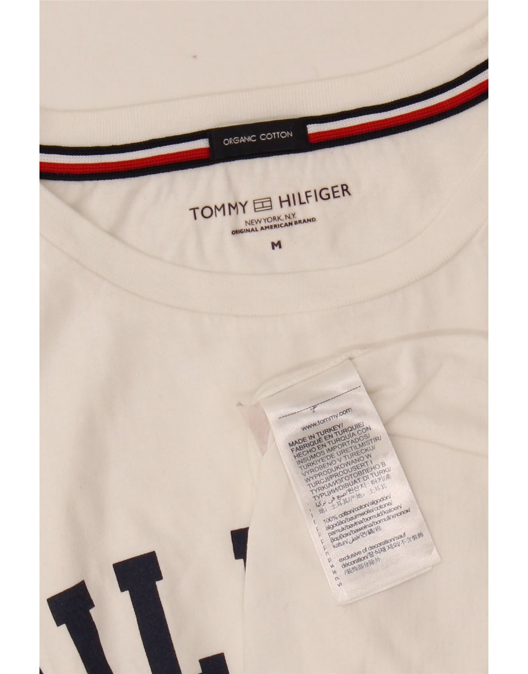 TOMMY HILFIGER Женская футболка с рисунком Top UK 14 Средний Белый Хлопок