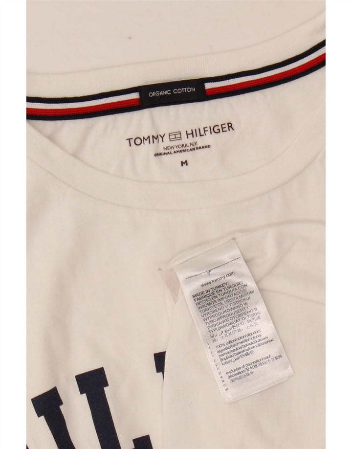 TOMMY HILFIGER Женская футболка с рисунком Top UK 14 Средний Белый Хлопок