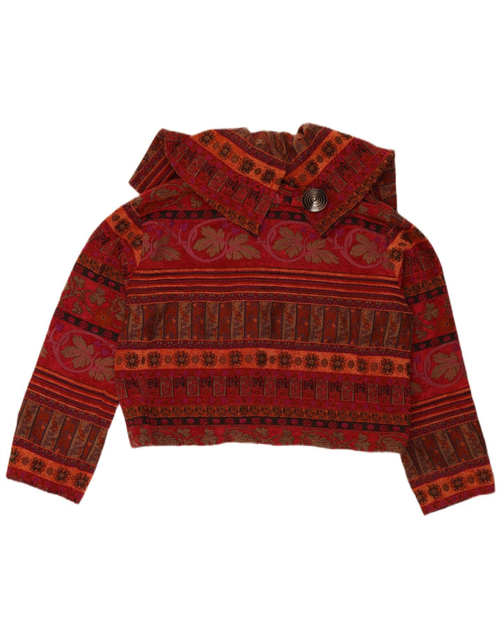 SHE'S CRAZY Женский укороченный пиджак большого размера США 2 XS Бордовый с цветочным принтом