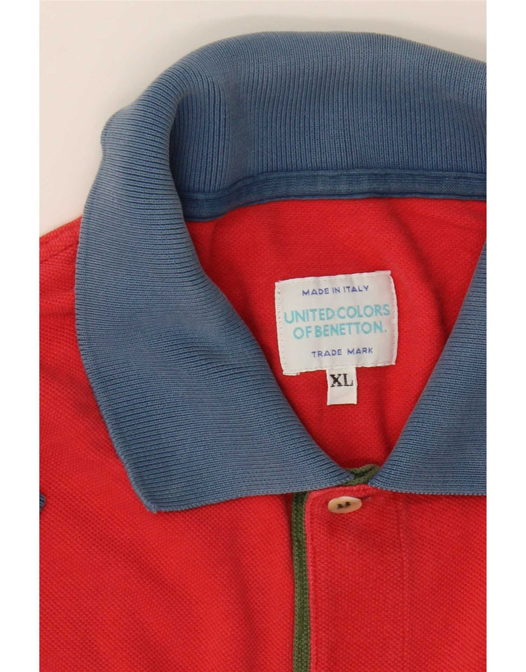 Мужская рубашка-поло Benetton XL красная с цветными блоками