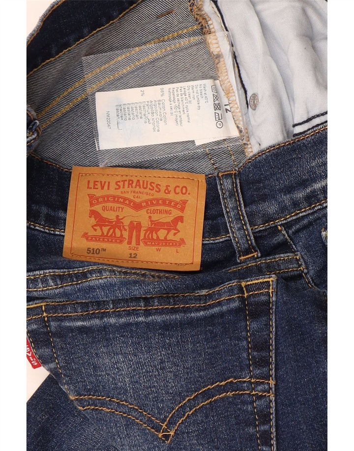 Джинсы скинни LEVI'S Boys 510 с потертостями 11-12 лет W26 L30 Синий хлопок