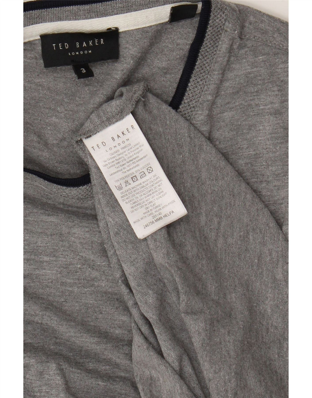 Мужская футболка Ted Baker, размер 3, средний серый полиэстер