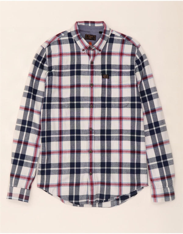 Мужская фланелевая рубашка Superdry, большая темно-синяя клетка, хлопок