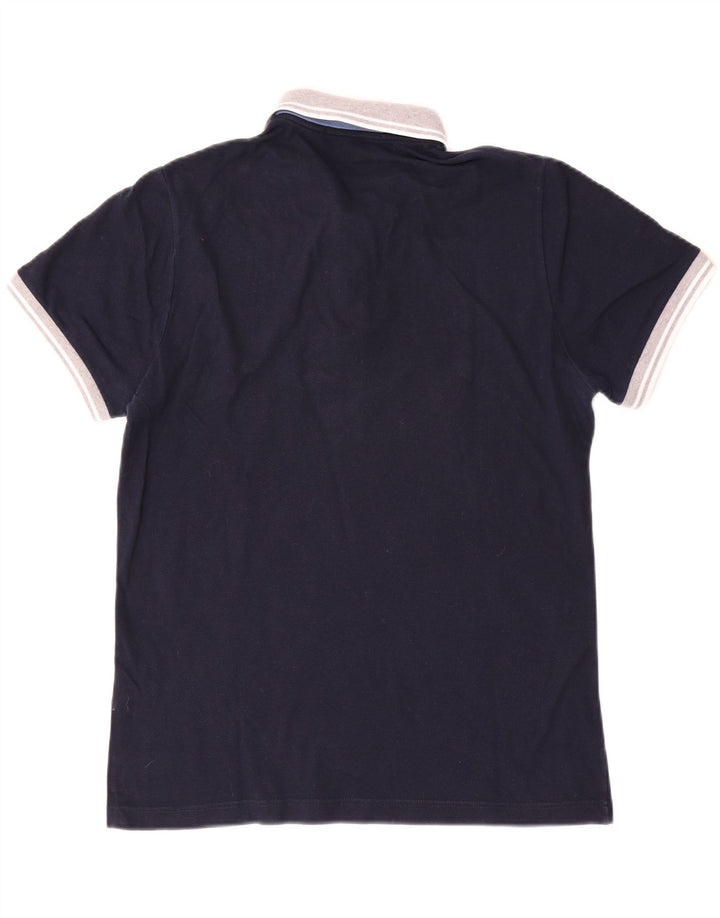 Мужская рубашка-поло Fred Perry среднего размера, темно-синяя, хлопковая с цветными блоками