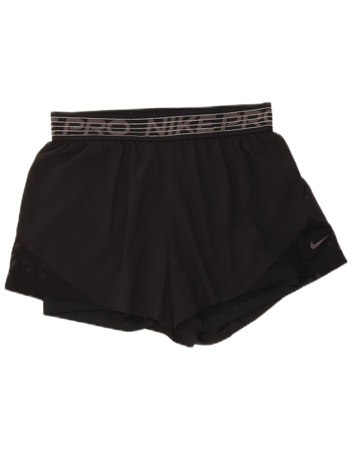 Женские спортивные шорты Nike Dri Fit с графическим рисунком UK 12, средний черный полиэстер