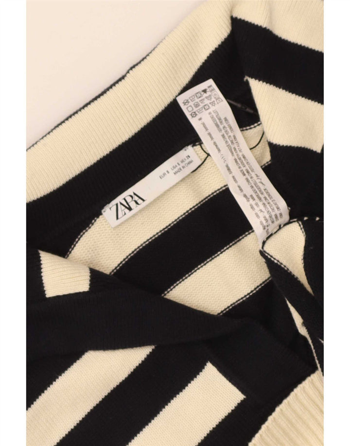 Женский свободный джемпер с высоким воротником Zara UK 10, маленький черный в полоску