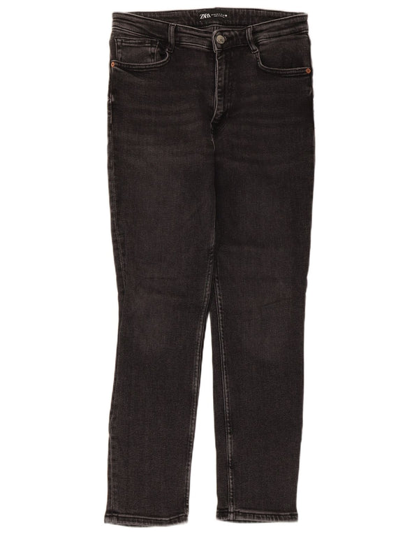 Женские укороченные джинсы Zara Slim EU 38, маленькие W28 L25, черный хлопок