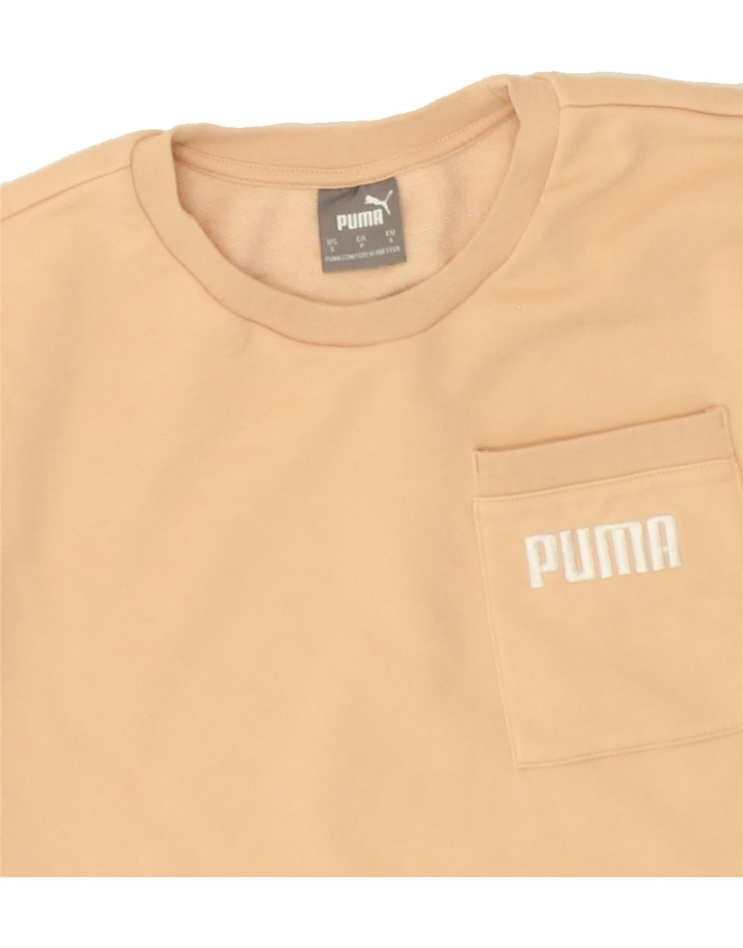PUMA Womens Oversized Graphic Sweatshirt Jumper UK 10 Small Beige Cotton Vintage Puma and Second-Hand Puma from Messina Hembry 