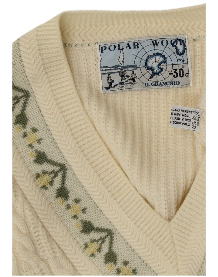 Мужской джемпер с v-образным вырезом Il Granchio XL, белый цветочный принт, новая шерсть